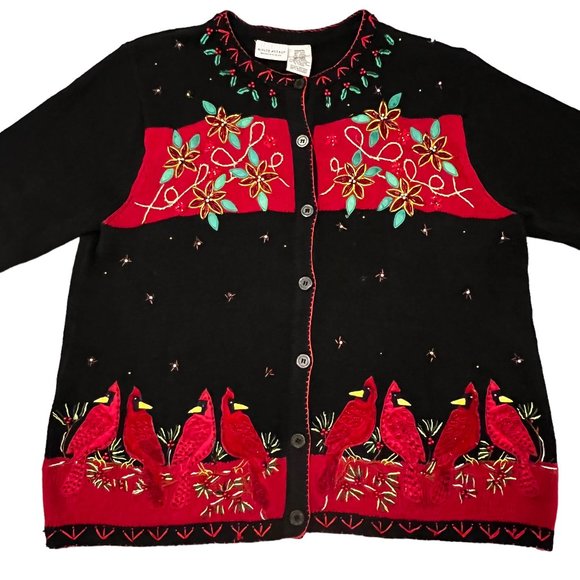 WHITE STAG Christmas Holiday Sweater Cardigan Size 18W/20W - Picture 7 of 10